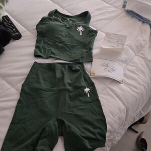 Green Palm Tree Crew Activewear Set